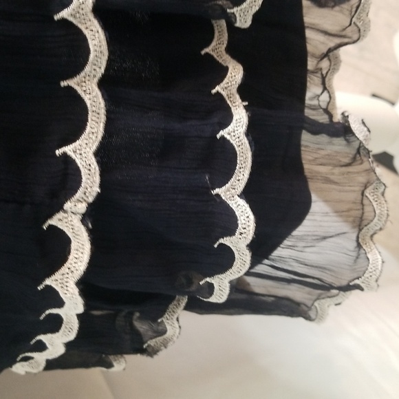 Doe & Rae Ruffle Layer Contrast Edging Tunic Dress. Sleeveless Shear Navy NWOT - Picture 6 of 16